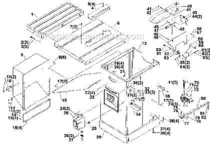 Page A Diagram and Parts List for 36-751 Type 1 Delta Table Saw