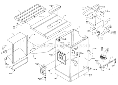Page A Diagram and Parts List for 36-752 Type 1 Delta Table Saw