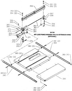 Page D Diagram and Parts List for 36-800 Type 1 Delta Table Saw