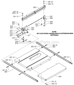 Page C Diagram and Parts List for 36-812 Type 1 Delta Table Saw