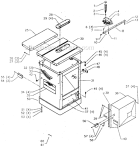 Page A Diagram and Parts List for 36-815 Type 1 Delta Table Saw