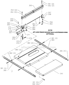 Page D Diagram and Parts List for 36-815 Type 1 Delta Table Saw