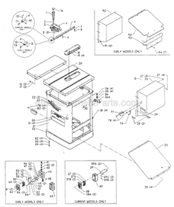 Page A Diagram and Parts List for 36-831  Delta Table Saw