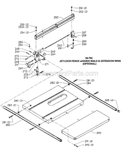 Page C Diagram and Parts List for 36-831  Delta Table Saw