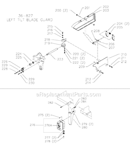 Page C Diagram and Parts List for 36-842 Type 1 Delta Table Saw