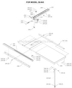 Page C Diagram and Parts List for 36-843 Type 1 Delta Table Saw