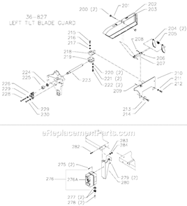Page C Diagram and Parts List for 36-844 Type 1 Delta Table Saw
