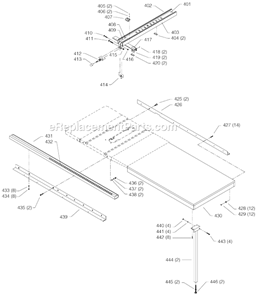 Page E Diagram and Parts List for 36-845 Type 1 Delta Table Saw