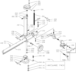 Page A Diagram and Parts List for 36-857 Type 2 Delta Tool Stand & Cart