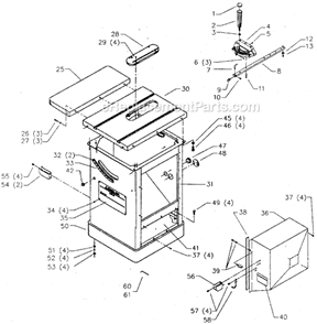 Page A Diagram and Parts List for 36-882 Type 2 Delta Table Saw