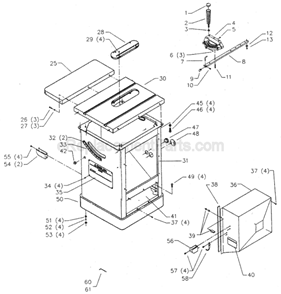 Page A Diagram and Parts List for 36-883 Type 2 Delta Table Saw