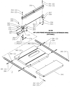 Page D Diagram and Parts List for 36-883 Type 2 Delta Table Saw