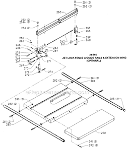Page C Diagram and Parts List for 36-884 Type 1 Delta Table Saw