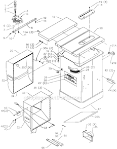Page A Diagram and Parts List for 36-951 Type 1 Delta Table Saw