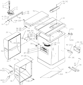 Page A Diagram and Parts List for 36-954 Type 2 Delta Table Saw