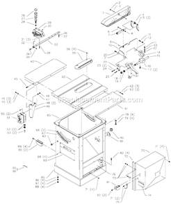 Page A Diagram and Parts List for 36-955 Type 1 Delta Table Saw