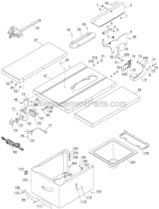 Page C Diagram and Parts List for 36-982  Delta Table Saw