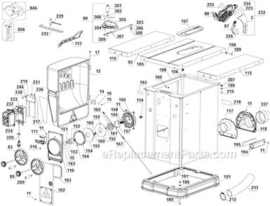Page B Diagram and Parts List for 36-L352 Type 1 Delta Table Saw