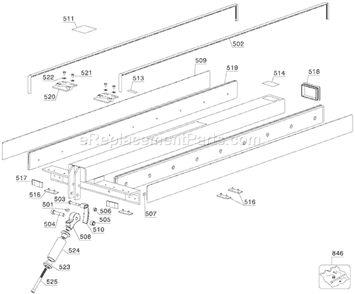 Page D Diagram and Parts List for 36-L352 Type 1 Delta Table Saw