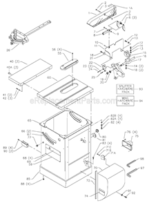 Page A Diagram and Parts List for 36-R51X Type 1 Delta Table Saw