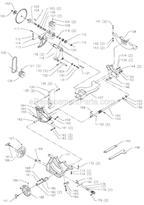 Page B Diagram and Parts List for 36-R51X Type 1 Delta Table Saw