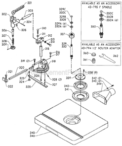Page D Diagram and Parts List for 43-791 Type 1 Delta Shaper