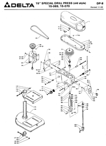 Delta 15-069 Diagram and Parts List for 15-069  Delta Drill Press
