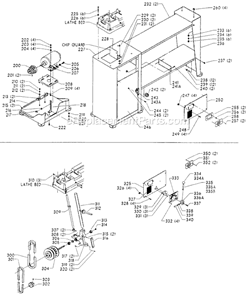 Page B Diagram and Parts List for 46-225 Type 1 Delta Lathe