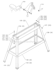 Page B Diagram and Parts List for 46-701 Type 1 Delta Lathe