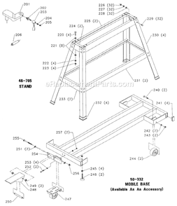 Page B Diagram and Parts List for 46-701 Type 2 Delta Lathe