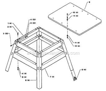 Page A Diagram and Parts List for 50-322 Type 1 Delta Tool Stand & Cart
