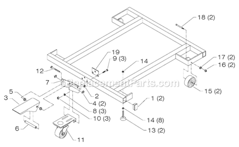 Page A Diagram and Parts List for 50-323 Type 1 Delta Tool Stand & Cart