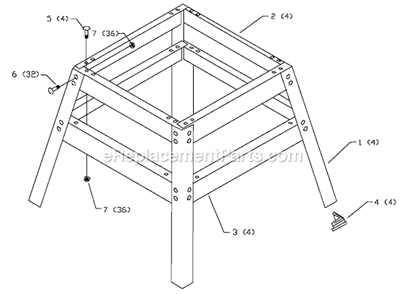 Part Location Diagram of 50-326 Delta Planer Leg Stand