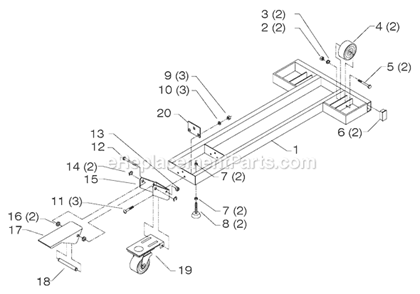 Page A Diagram and Parts List for 50-336 Type 1 Delta Tool Stand & Cart