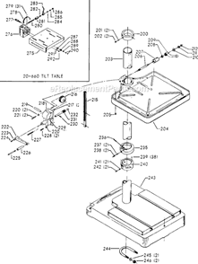 Page C Diagram and Parts List for 70-221 Type 1 Delta Drill Press