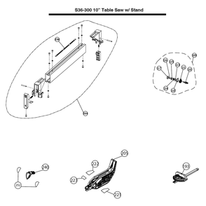 Fig-2 Diagram and Parts List for S36-300  Delta Saw