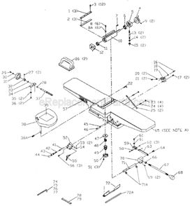 Page A Diagram and Parts List for JT360  Delta Planer Jointer