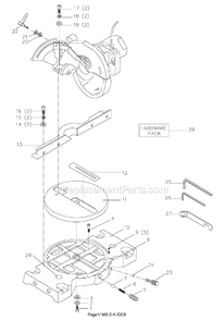 Page A Diagram and Parts List for MS150 Type 1 Delta Miter Saw