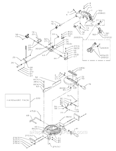 Page A Diagram and Parts List for MS265L Type 1 Delta Miter Saw