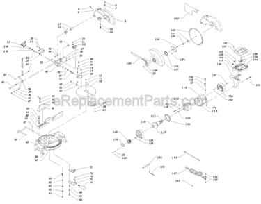 Page A Diagram and Parts List for SM100M Type 1 Delta Miter Saw