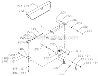 Guard Assembly Diagram and Parts List for TS200LS Type 1 Delta Table Saw