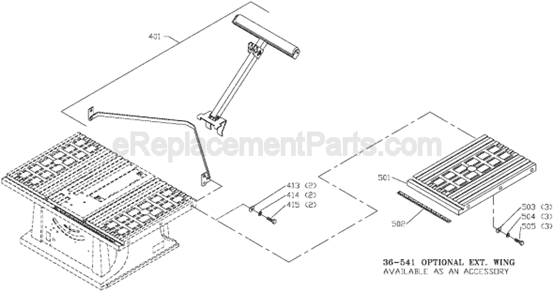 Page D Diagram and Parts List for TS200 Type 1 Delta Table Saw