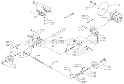 Page B Diagram and Parts List for TS350 Type 1 Delta Table Saw
