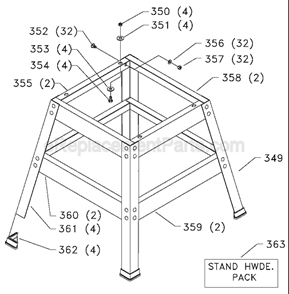 Page C Diagram and Parts List for TS350 Type 1 Delta Table Saw