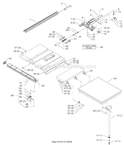 Page A Diagram and Parts List for U50 Type 1 Delta Table Saw Accessories