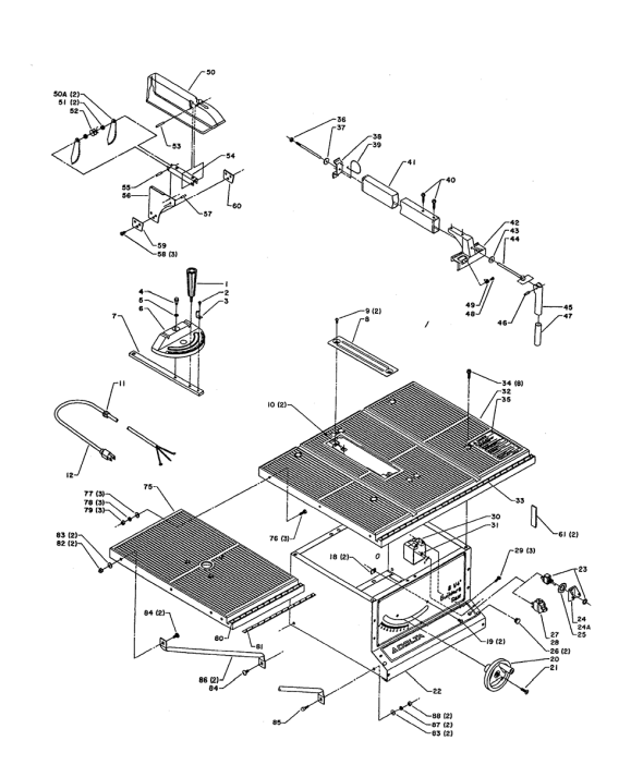 Delta 34-330-(89h70051) Diagram and Parts List for 34-330 89H70051 Delta Saw