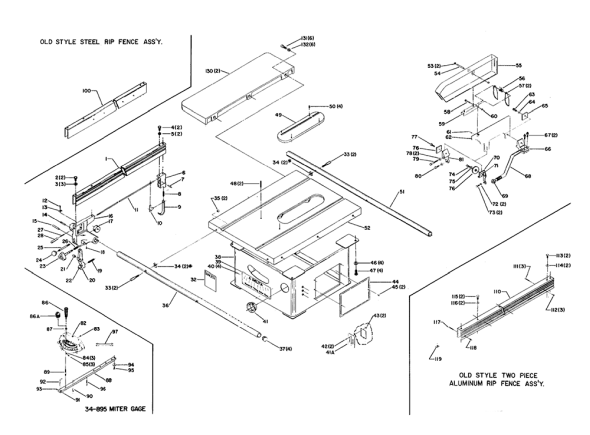 Delta 34-400 Diagram and Parts List for 34-400  Delta Saw