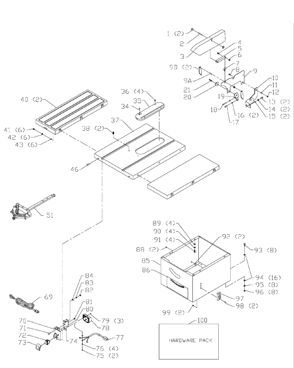 Delta 36-681 Diagram and Parts List for 36-681  Delta Saw