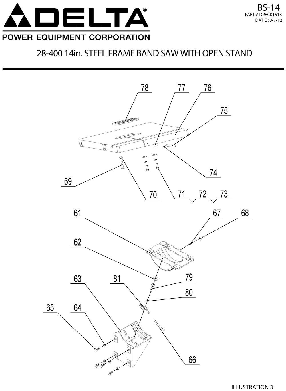 Diagram 4 Diagram and Parts List for 28-400  Delta Band Saw