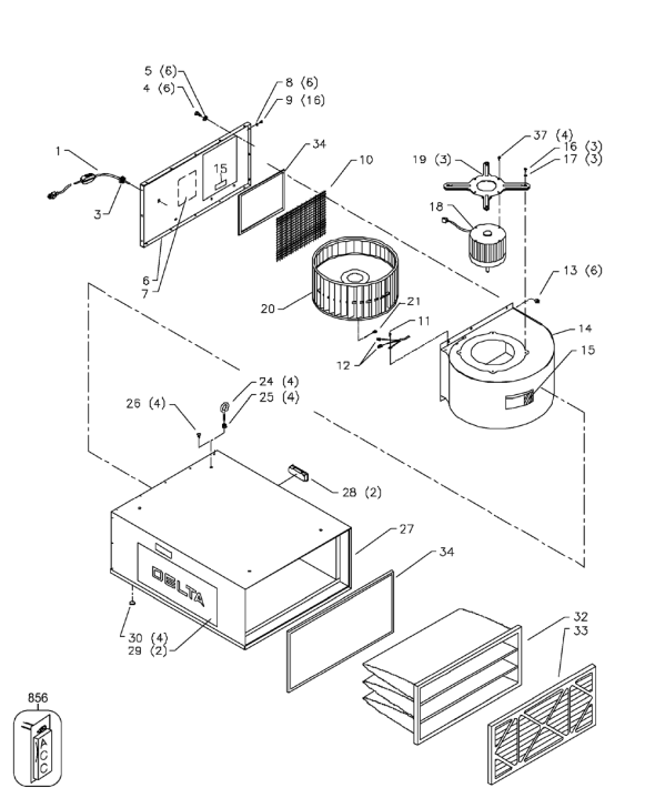 Delta Ap200 Diagram and Parts List for AP200  Delta Dust Collector